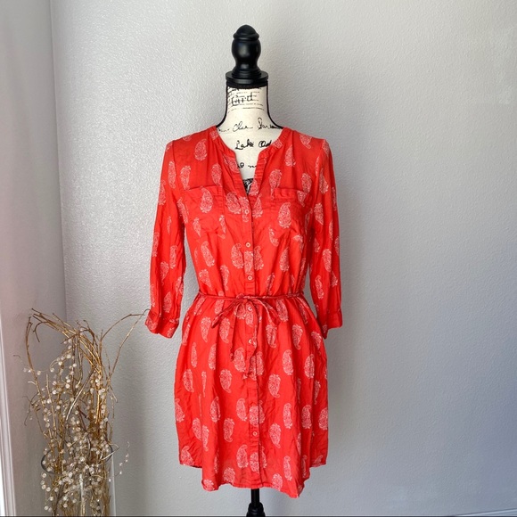 Old Navy Dresses & Skirts - Old Navy Long Sleeve Button Up Red Dress S